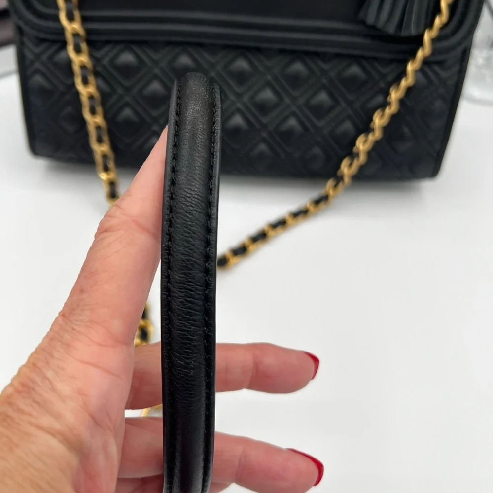 Tory Burch Fleming Black Quilted Leather Bag